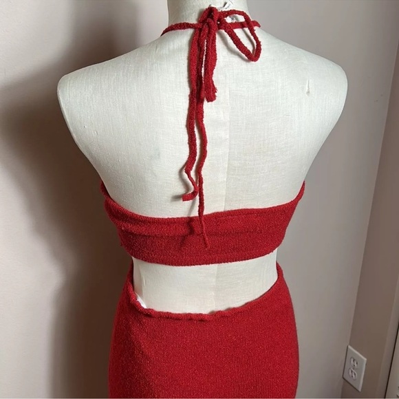 Lulu’s Lush for Life Red Cutout Halter Knit Midi Dress size small - Picture 10 of 14